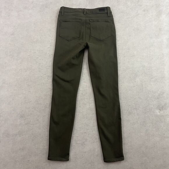 PAIGE Hoxton Ankle Pants Size 27 Green Chive Luxe Coating Slim Fit Stretch - Picture 4 of 14